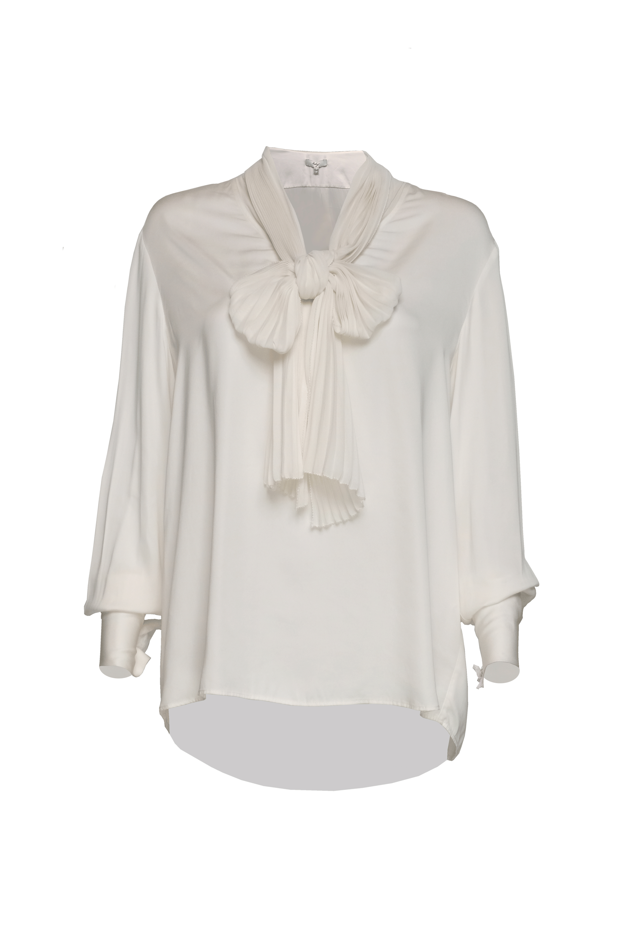 Ribbon Pleated White Blouse