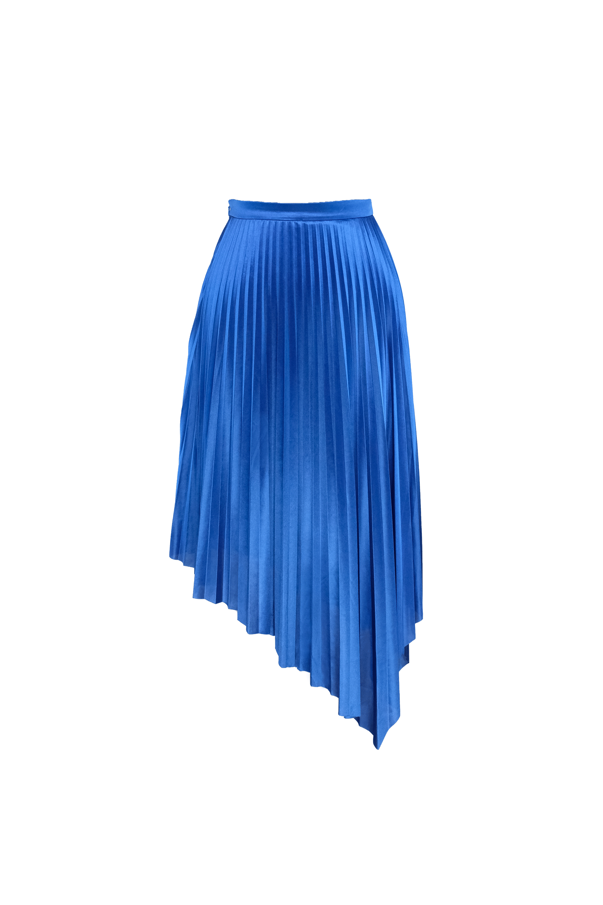 Asymmetric Satin Blue Skirt